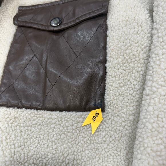 Peter Som Quilted Leather Sherpa Jacket Medium - Picture 4 of 6